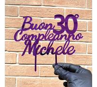 Cake Topper Compleanno - Decorazione in plexi glitter pastello specchio per torta di compleanno personalizzato con il tuo nome e numero - Decoro evento