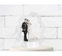 Cake Topper decorazione torta matrimonio SPOSI in CORNICE DI TULLE