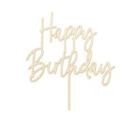 PartyDeco Cake topper Happy Birthday in legno, 16,5 cm – decorazione per torte