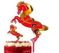 Cake Topper - Horse Theme Cupcake Toppers, Happy New Year Cupcake Decoration for Celebrations, Acrylic Horse Toppers, Cake Baking Accessory with Reliable Material, Party Decoration Kit for Festivals