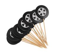 Cake Topper in Carta Bambù Nera 20 a Forma di Pneumatico Pezzi