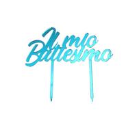 CAKE TOPPER IN PLEXIGLASS A SPECCHIO IL MIO BATTESIMO CELESTE 20 CM