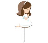 Cake Topper in plexiglass sagomato personaggio a scelta per compleanno, battesimo, nascita, cresima, matrimonio ed eventi di ogni genere (Prima Comunione Bimba)