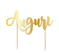 Cake Topper Italic 20x13 cm Auguri Oro