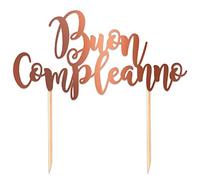 Cake Topper Italic 20x13 cm Buon Compleanno Rosa Gold