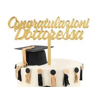 Cake Topper Laurea Torta Scritta Congratulazioni Dottoressa Dottore, Decorazioni Torta Cupcake Laurea in Acrilico Gadget Addobbi (Dottoressa-Oro)
