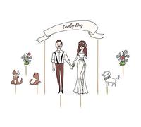 Cake Topper LOVELY DAY Sposi Sposini con GATTO e CANE