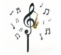 CAKE TOPPER MUSICA CHIAVE DI SOL NOTE MUSICALI STRUMENTO SAX DECORAZIONI TORTA
