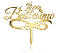 Cake Topper per Torta Il mio Battesimo | Targhetta Decorativa per Torte Personalizzabile in Plexiglass Specchiato 16 cm di Larghezza