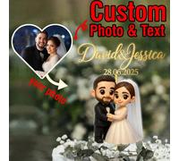 Cake topper personalizzabile in acrilico trasparente con cartone animato per torta nuziale, decorazione per torta con personaggio anime personalizzato con nome e data, bomboniera per sposo e sposa, an