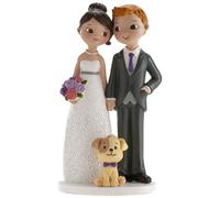 dekora - Decorazione per Torte di Matrimonio - Figura di Sposi con Cane 16 cm