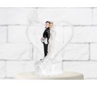 Cake topper resina sposi deluxe con raso e tulle Cm. 15