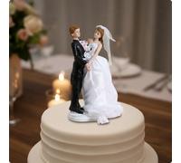 Cake Topper Sposi Design Romantico Statuina Nuziale Stile Elegante per Coppie