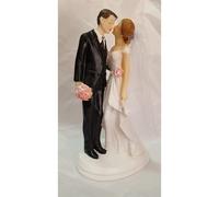 Cake topper sposi in resina 10x7,5h.17,5 cm torta matrimonio PAB-PB14522A-1