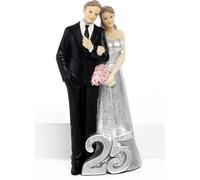 Cake topper sposi nozze argento 25esimo in resina 18,5 cm torta matrimonio PAB-