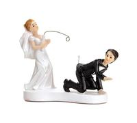 PartyDeco Cake Topper Sposo Pescato, Bianco e Nero, h 13 cm