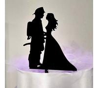 Cake topper statuina per torta silhouette Vigile del fuoco FATTO IN ITALIA