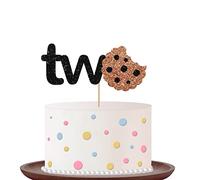 Cake Topper, topper per torta felice secondo compleanno, marrone Giltter Cookie Cake Decor per baby shower, due anni di compleanno e anniversario forniture per la decorazione di feste