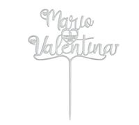 CAKE TOPPER TORTA PERSONALIZZATO MATRIMONIO 23 CM PLA BIODEGRADABILE BIANCO NOME