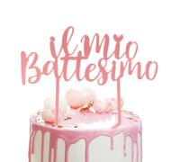 Cake Topper Battesimo Topper Torta, Scritta Il Mio Battesimo, Decorazione Torta Battesimo Bambina Bimba in Plexiglass, Addobbi Dolci Festa (Rosa)