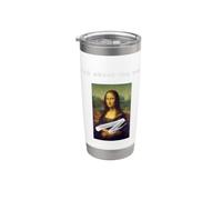 Caked Monna Lisa 'think about the earth Slogan Bicchiere termico in acciaio inox doppia parete