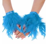 CAKEEYUM 2 Pezzi Polsini, Piume Blu Polsini Scaldabraccia Accessori Fai da Te per Donne Festa Halloween Costume Cosplay, Piume Blu, Braccialetti, Costume di Halloween, Bracciale