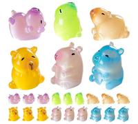 CAKEEYUM 24 Pezzi Mini Capibara Figure Glow in The Dark Resina Animali Mini Capibara in Resina Multicolore per Decorazioni da scrivania Giardini fatati Bomboniere