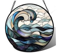 CAKEEYUM Acchiappasole per finestre, vetrate artistiche a Forma di Onda oceanica, da Appendere con Catena in Metallo, 7, 9 Pollici, acchiappasole per Interni, per finestre, S