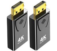 CAKEEYUM Adattatore Display Port a HDMI Adattatore Displayport HDMI 4K da Maschio a Femmina da 2 Pezzi con interfaccia placcata in Oro e Dispositivo di Fissaggio Displayport Compatto e Portatile s