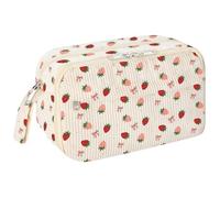 CAKEEYUM Astuccio per matite a fragola Astuccio per penne in velluto a coste di capacità con manico e anello portatile per matite per ragazze per fragole per ufficio scolastico