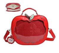 CAKEEYUM Borsa Apples Ita Borsa rossa con spilla in PU a tracolla Kawaii con tracolla regolabile a giapponese per feste tema cosplay anime