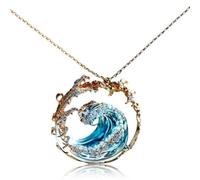 CAKEEYUM Collana con Gioielli oceanici regolabili Collana con giuramento dell'oceano Elegante con blu da spiaggia con ciondolo ispiratore Regali per le donne
