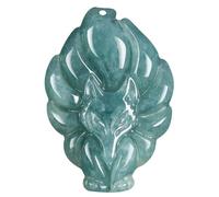 CAKEEYUM Collana di giada Collana da donna con volpe di giada verde regolabile Buona fortuna Amuleto Protezione Feng Shui Gioielli Benedizione, Volpe, Ciondolo, Verde