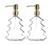 CAKEEYUM Dispenser di Sapone Natalizio 2 Pezzi Dispenser di Sapone in Vetro a Forma di Albero con Pompa Ricaricabile antiruggine per Cucina Bagno Casa Vetro, Piatto, Piatto