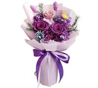 CAKEEYUM Fiori stabilizzati Fiore stabilizzato a lunga durata Bouquet di fiori romantici Splendidi eterni Rosa eterna viola brillante per anniversario compleanno San Valentino Fiore stabilizzato Fior