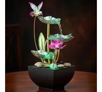 CAKEEYUM Fontana da Tavolo con luci, Cascata da scrivania a 3 Livelli con Rocce, fontane da Interno per Ufficio, Camera da Letto, Stile 2, Fontana da Tavolo, Cascata da scrivania, fontane da Interno