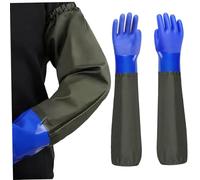 CAKEEYUM Guanti da lavoro impermeabile da 28 pollici non slip pesanti guanti lunghi con fascia elastica per il giardinaggio di pulizia dello stagno