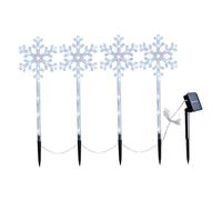 CAKEEYUM Luci natalizie solari all'aperto 4pcs a fiocrometro a led percorso natalizio luci con puntata impermeabile che scintilla da lungo