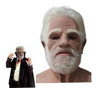 CAKEEYUM Maschera da vecchio per Halloween Maschera realistica in lattice traspirante Viso rugoso Capelli e barba bianchi di Halloween da vecchio per oggetti di scena di Maschere per