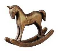 CAKEEYUM Mini Statuetta Color Bronzo con Cavallo a Dondolo in Legno Vintage per mensola da scrivania e Decorazioni per la casa in Fattoria. Mini Figurine Legno di Cavallo a Dondolo Decorazioni PE