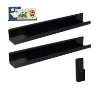 CAKEEYUM Scaffi di libri magnetici per lavagna 2pc 2 pcs magnetici acrilici con contenitore a penna riutilizzabile e pesante per la casa in classe, 17x2.2x2, 0 pollici, nero