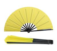 CAKEEYUM Ventaglio pieghevole da 2 pezzi, ventaglio pieghevole tradizionale giallo, cinese portatile in plastica per spettacoli di uomini e donne, danza, decorazioni, festival