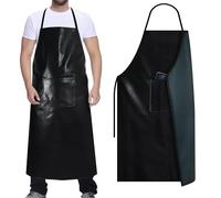 cakefly Grembiule impermeabile con tasca, 101,6 cm, in PVC, resistente, resistente agli acidi chimici, alle macchie di olio, per uomini e donne, nero, grembiule professionale per cucina, macellaio