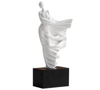 CAKERS Ornamenti Astratti Di Figure Di Donne|Statuetta Volante Ad Angolo Con Gonna Da Donna|Statua Elegante Di Una Ballerina Di Yoga|Decor Artigianato In Resina Scultura Femminile D'arte,Bianco