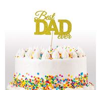 Cakeshop - Cake topper con glitter, per la Festa del Papà, decorazione torte scritta in lingua inglese “Best Dad Ever”, double face, cartoncino glitterato da 400 g/m², disponibile 14 i e tanti