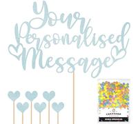 Cakeshop Topper con messaggio personalizzato e glitter, per qualsiasi nome o parola, decorazione per torte di compleanno, anniversari e feste d'addio