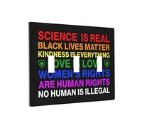 CakJuice Placca di copertura per interruttore della luce Decorative Science is Real Black Lives Matter BLM Love Rainbow Switch Placca di copertura per interruttore della luce Piastra di copertura