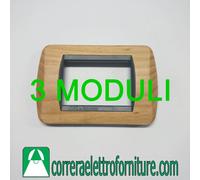 Cal 651 placca 3 posti-moduli in vero legno colore Ciliegio Chiaro compatibile