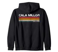 Cala Millor Mallorca Spagna Retro Strisce Vintage Viaggio Felpa con Cappuccio