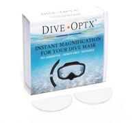 Calabria Hydrotac Dive OPTX 20/20 - Lenti bifocali adesive per maschera subacquea/maschera subacquea, Trasparente - 1 confezione (1 paio - 2 lenti), Diametro: 4,1 cm